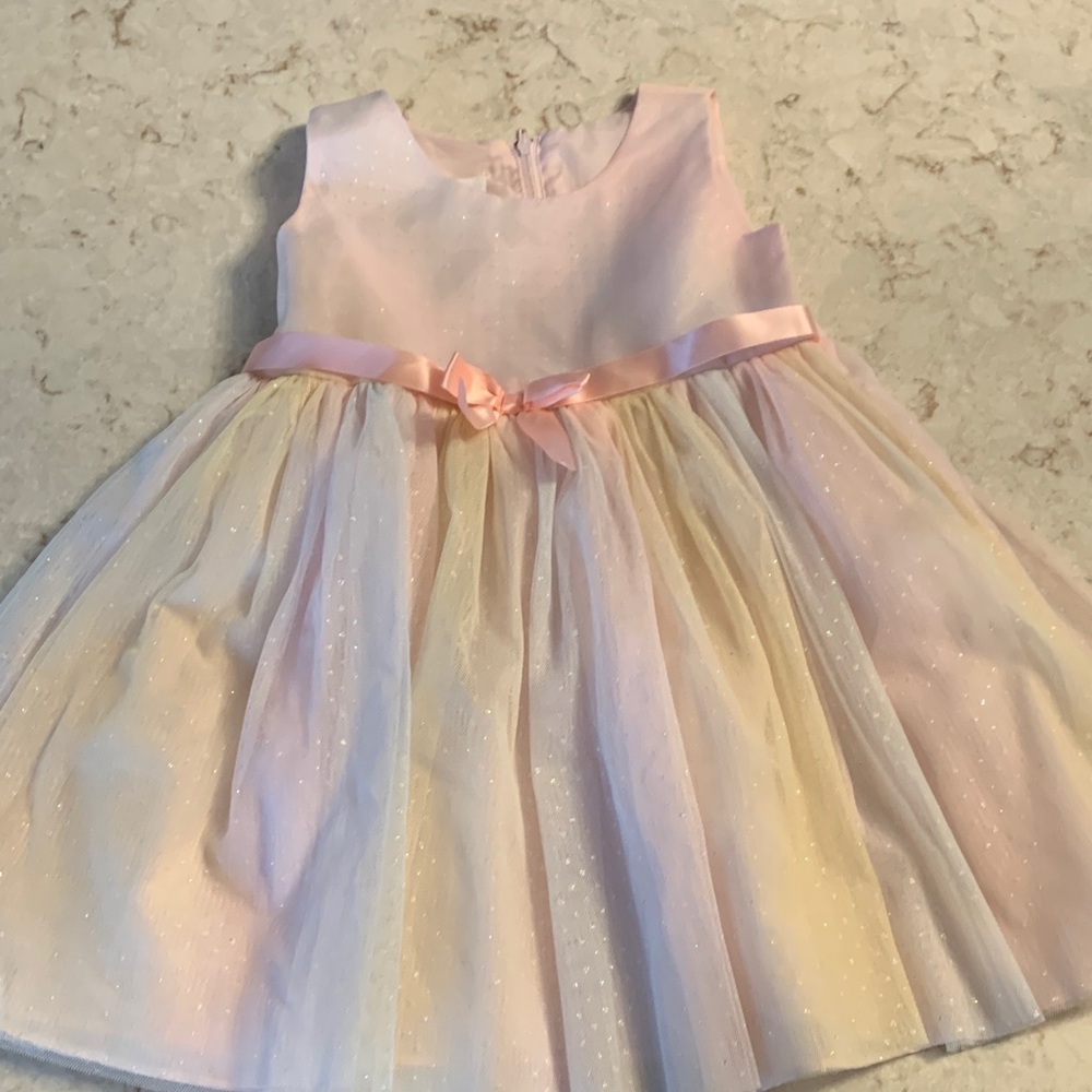 Bonnie Jean Pastel Kids Dress with Pink Bow